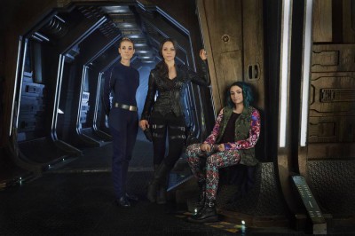 Dark Matter female stars Zoie Palmer, Mellisa O'Neill and Jodelle Ferland