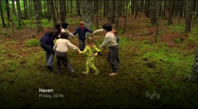Haven S4x04 - Carmen Brock plays ring around the posey with the Douen children