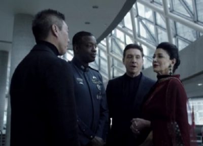 The Expanse S1x10 Chrisjen, Errinwright and Admiral Souther the UN