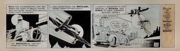 Batman comic strip original art by Bob Kane 1943