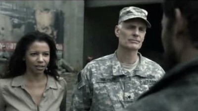 Falling Skies S3x01 - Matt Frewer as general Bressler and Gloria Rueben as Marina Tom Masons Chief of Staff