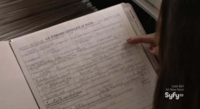 Being Human S3x04 - Sally is looking at death certificates to get a social security number