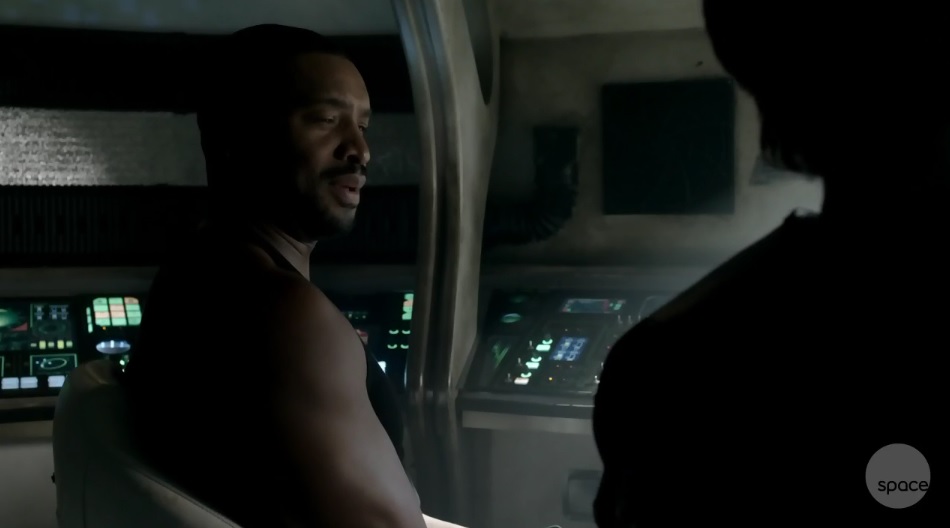 Dark Matter S01x02 Three and Six in the shuttle