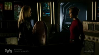 Dark Matter S2x05 The Android gets lectured by her computer alter ego projection