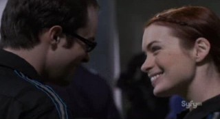 Eureka S4x20 - Fargo and Holly share a smile