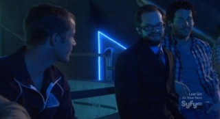 Eureka S5x08 - Fargo Jack and Zane smile over Feinman's day