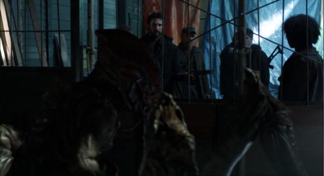 Falling Skies S2x05 Weaver talking to skitter