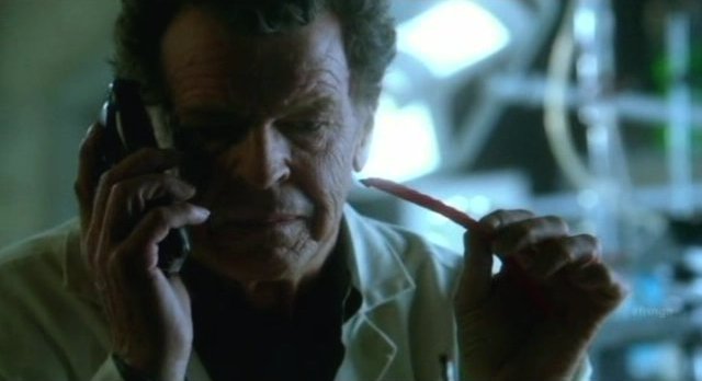 Fringe S4x06 - Walter contemplates time shifts with a Red Vine