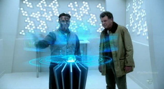 Fringe S5x03 - Edwin Massey with Walter Bishop in the history archives