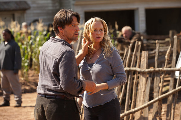 Revolution S1x01 Tim Guinee as Ben Matheson and Anna Lise Phillips as Maggie