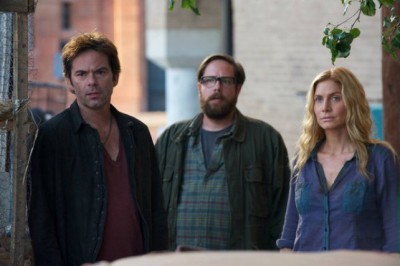 Revolution S2x05 - Aaron tells Miles and Rachel that he killed the Patriot guards "One Riot, One Ranger" Episode 205 -- Pictured: (l-r) Billy Burke as Miles Matheson, Zak Orth as Aaron Pittman, Elizabeth Mitchell as Rachel Matheson -- (Photo by: Felicia Graham/NBC)