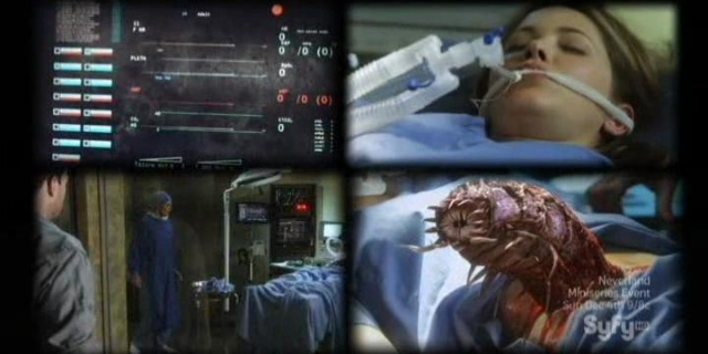 Sanctuary S4x08 - Abby flatlines, the abnormal comes out of her body