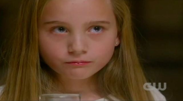 Supernatural S7x13 - Approximately nine year old Emma after eating human male flesh