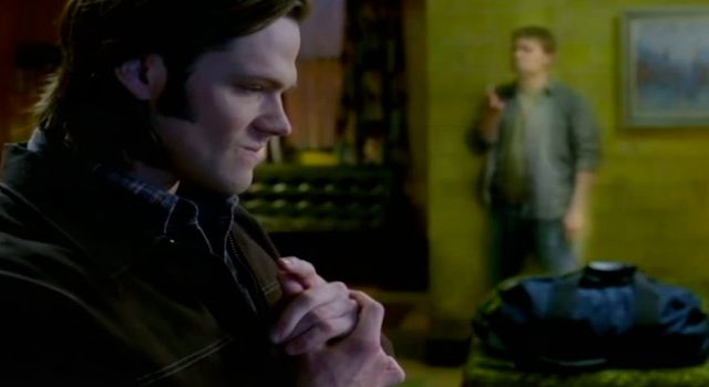 Supernatural S7x15 - Sam pressing his Lucifer Be Gone button