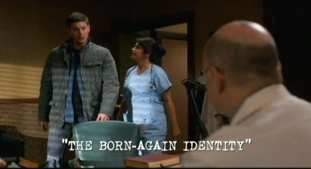 Supernatural S7x17 - The Born-Again Identity title slide
