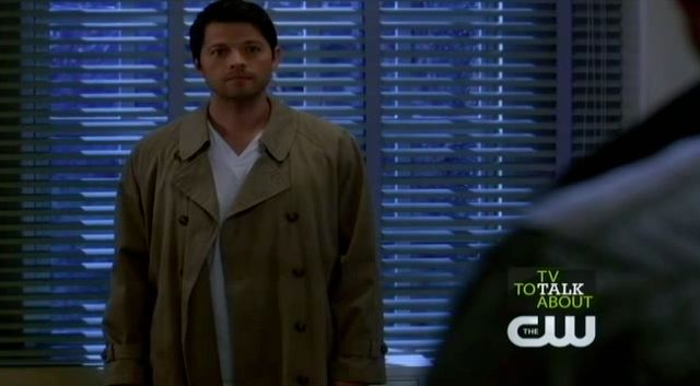 Supernatural S7x21 - Castiel in his trench coat and scrubs