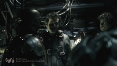 The Expanse S1x06 Diogo and his uncle are boarded by the MCRN Border Patrol