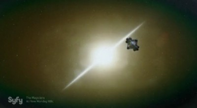 The Expanse S1x08 The Anubis is vaporized by a nuke as the Rocinante escapes