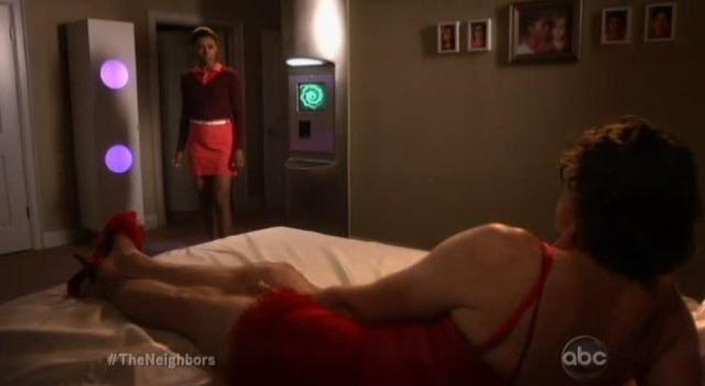 The Neighbors S1x07 Larry wears a sexy nightgown