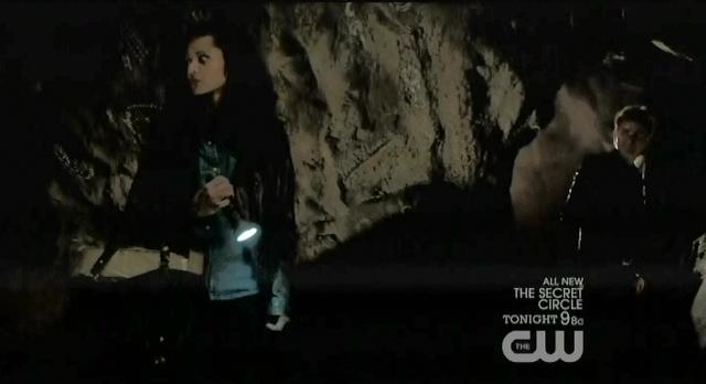 The Vampire Diaries S3x13 Bonnie and Stefan in cave with coffin