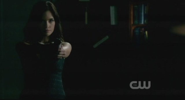The Vampire Diaries S3x15 - Meredith holds Alaric at gun point