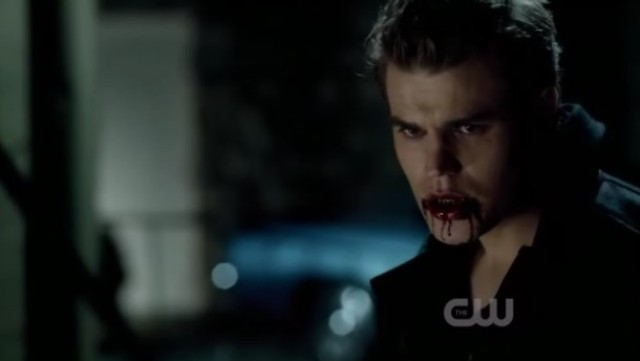 The Vampire Diaries 3x16 - Stefan's mad face is covered with blood