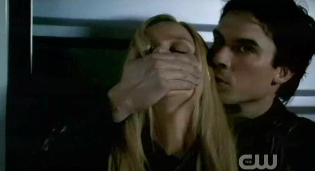 The Vampire Diaries S3x22 Damon and Rebekah hiding from Alaric