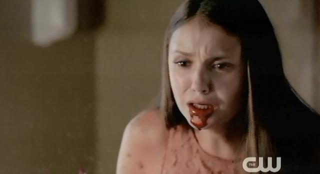 The Vampire Diaries S4 x 2 Elena throwing up blood in the bathroom