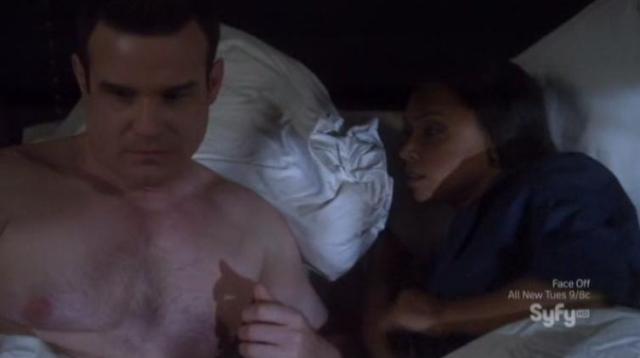 Warehouse 13 S4X07 Pete and Deb in bed